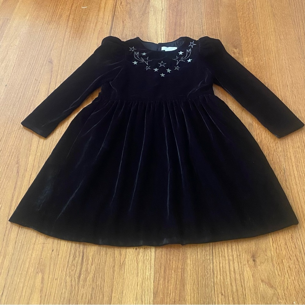 Stella McCartney Special Occasion Black Velvet Star-Embroidered Girls' Dress